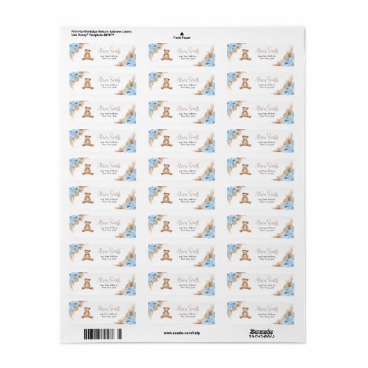 Teddy Bear Return Label (Full Sheet)