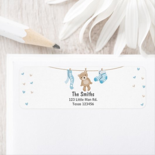 Teddy Bear Return Label White Blue (Insitu)