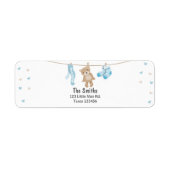 Teddy Bear Return Label White Blue (Voorkant)