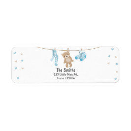 Teddy Bear Return Label White Blue