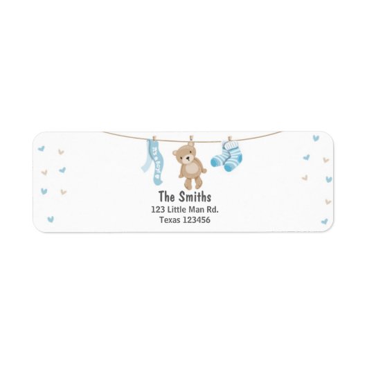 Teddy Bear Return Label White Blue (Voorkant)