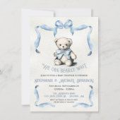 Teddy Bear Ribbon strik waterverf baby shower Kaart (Voorkant)
