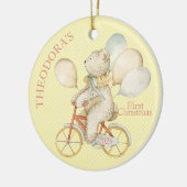 Teddy Bear Ride Bike Baby's First Keramisch Ornament (Links)