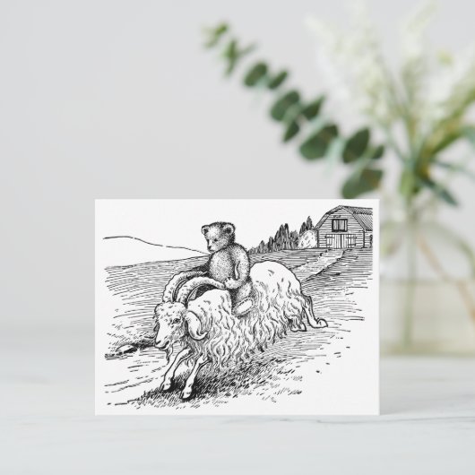 Teddy Bear Riding a Goat Briefkaart (Staand voorkant)
