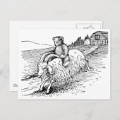 Teddy Bear Riding a Goat Briefkaart (Voorkant / Achterkant)