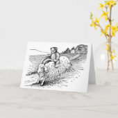 Teddy Bear Riding a Goat Kaart (Gele Bloem)