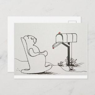 Teddy Bear Rocking and Waiting for some Mail Briefkaart