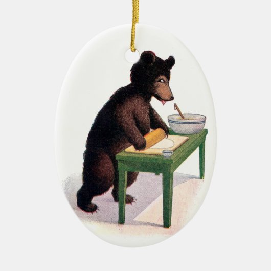 Teddy Bear Rolling Dough for Biscuits Keramisch Ornament (Voorkant)