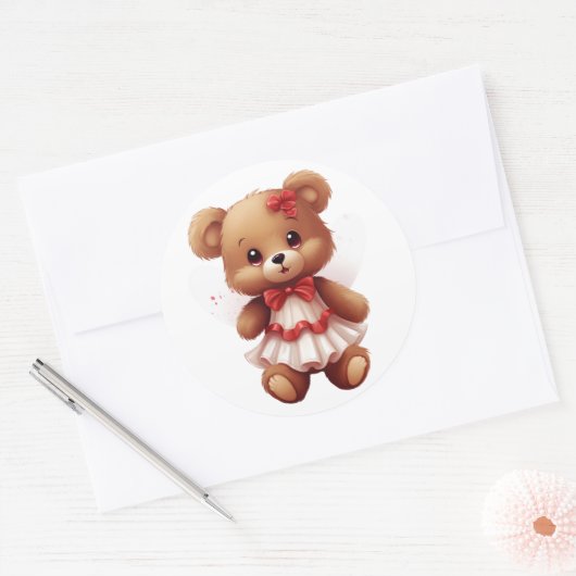 Teddy Bear Ronde Sticker (Envelop)