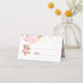 Teddy Bear Roos Gold Balloons Baby shower Plaatskaartje (Voorkant)