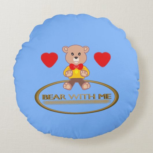 Teddy Bear Round Pillow Rond Kussen (Voorkant)
