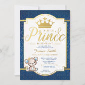 Teddy Bear Royal Prince Baby shower Uitnodiging (Voorkant)