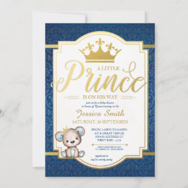 Teddy Bear Royal Prince Baby shower Uitnodiging