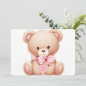 Teddy Bear Roze Baby Girl Douche Uitnodiging (Staand voorkant)