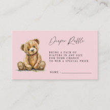Teddy Bear Roze Baby Meisje Douche Luier Raffle