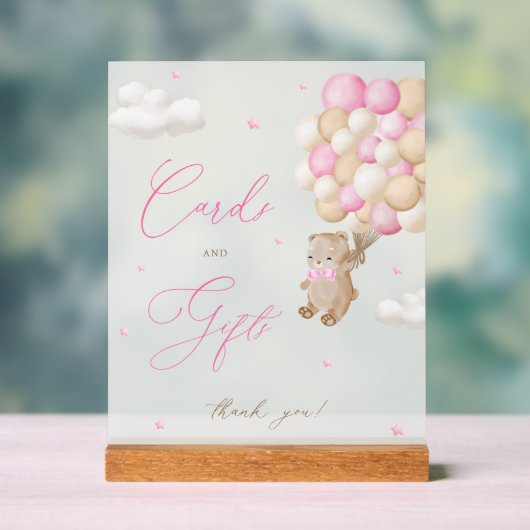 Teddy Bear Roze Baby shower Kaarten & geschenken Acryl Bord (Neutraal)