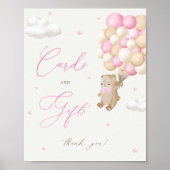 Teddy Bear Roze Baby shower Kaarten & geschenken Poster (Voorkant)