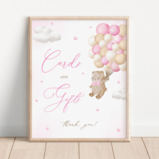 Teddy Bear Roze Baby shower Kaarten & geschenken Poster