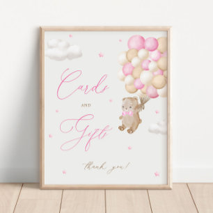 Teddy Bear Roze Baby shower Kaarten & geschenken Poster