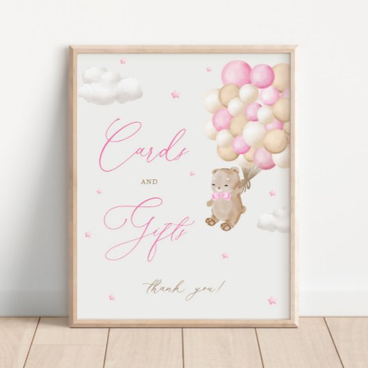 Teddy Bear Roze Baby shower Kaarten & geschenken Poster