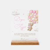 Teddy Bear Roze Baby shower Luier Raffle Acryl Bord (Voorkant)