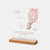 Teddy Bear Roze Baby shower Luier Raffle Acryl Bord (Hoek)