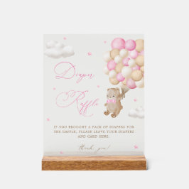 Teddy Bear Roze Baby shower Luier Raffle Acryl Bord
