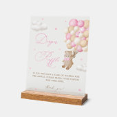 Teddy Bear Roze Baby shower Luier Raffle Acryl Bord (Hoek)