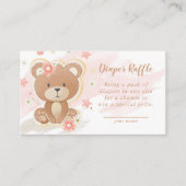Teddy Bear Roze Baby shower Luier Raffle Informatiekaartje (Voorkant)