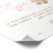 Teddy Bear Roze Baby shower Luier Raffle Poster (Hoek)