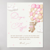 Teddy Bear Roze Baby shower Luier Raffle Poster (Voorkant)