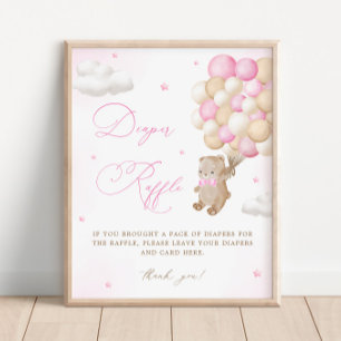 Teddy Bear Roze Baby shower Luier Raffle Poster