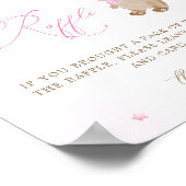 Teddy Bear Roze Baby shower Luier Raffle Poster (Hoek)