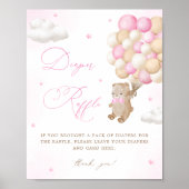 Teddy Bear Roze Baby shower Luier Raffle Poster (Voorkant)