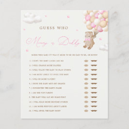 Teddy Bear Roze Baby shower Mama of Daddy Game