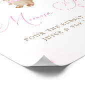 Teddy Bear Roze Baby shower Mimosa Bar Poster (Hoek)