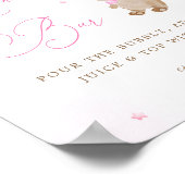 Teddy Bear Roze Baby shower Mimosa Bar Poster (Hoek)