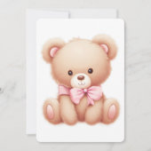 Teddy Bear roze Baby shower uitnodiging (Voorkant)