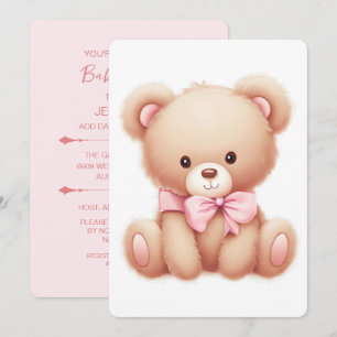 Teddy Bear roze Baby shower uitnodiging