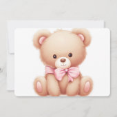 Teddy Bear roze Baby shower uitnodiging (Voorkant)
