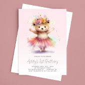 Teddy Bear Roze Ballerina 1e Verjaardag Kaart