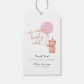 Teddy Bear Roze Ballon Baby shower Dank u Cadeaulabel (Voorkant)