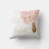 Teddy Bear Roze Ballonnen Baby Nursery Kussen (Achterkant)