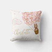 Teddy Bear Roze Ballonnen Baby Nursery Kussen (Voorkant)