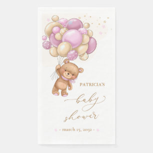 Teddy Bear Roze Ballonnen Baby shower Papier Gast  Servet