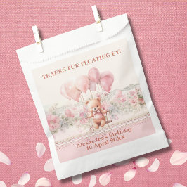 Teddy Bear Roze Ballonnen Meisje Verjaardag Dank u Bedankzakje