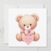 Teddy Bear roze bedankkaart (Voorkant)