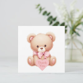 Teddy Bear roze bedankkaart