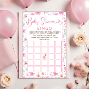 Teddy Bear Roze Bloemen Meisje Baby shower Bingo S