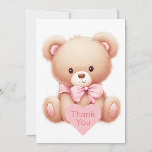 Teddy Bear Roze Fotocollage Dank u kaart (Voorkant)